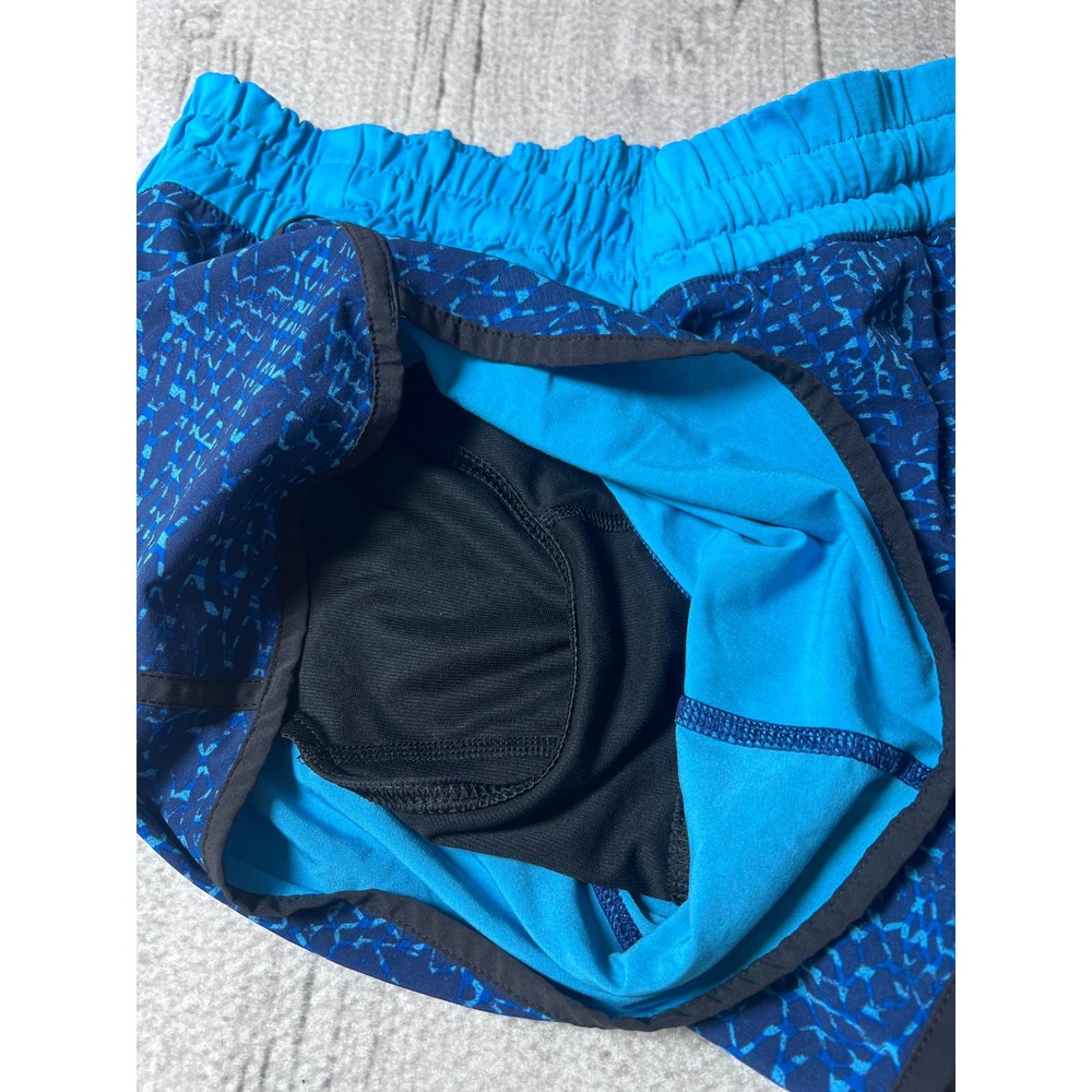 Lululemon Run Times Shorts Blue Geometric Print Athletic Running Size 6 4 Inseam - Picture 6 of 8